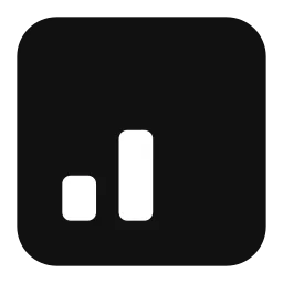 A rounded black square with three rising bars