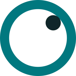 A thick blue-green ring with a small dark dot at the top right
